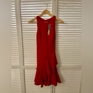 NWT Gianni Bini red cocktail dress, open-back, sleeveless, size 2.